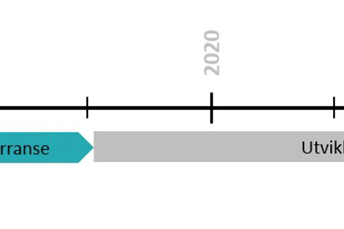 Prosjektets tidslinje som går fra 2018-2021 og videre